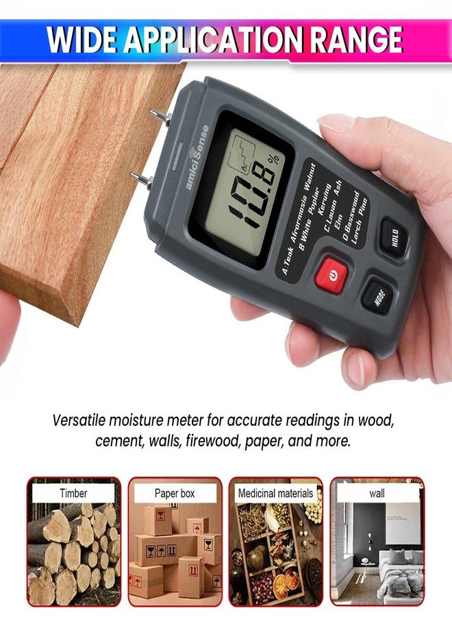 amiciSense Wood Moisture Meter Digital Humidity Tester for Wood, Cement Motor, Wall, Firewood, Paper, etc - Image 4